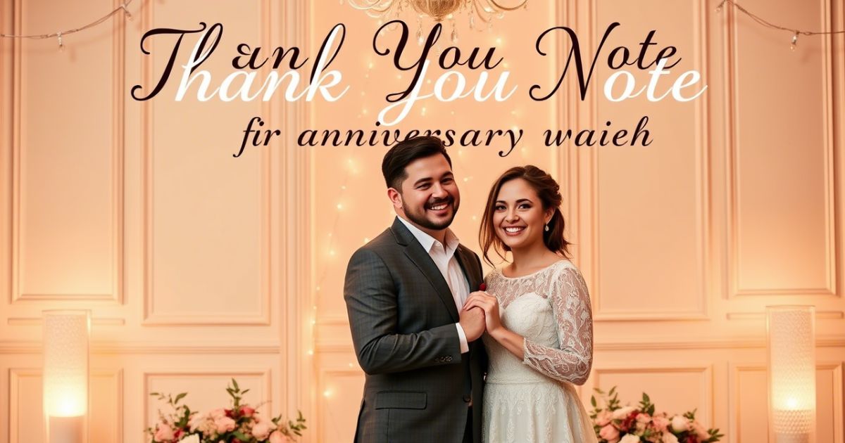 Thank You Note for Anniversary Wishes
